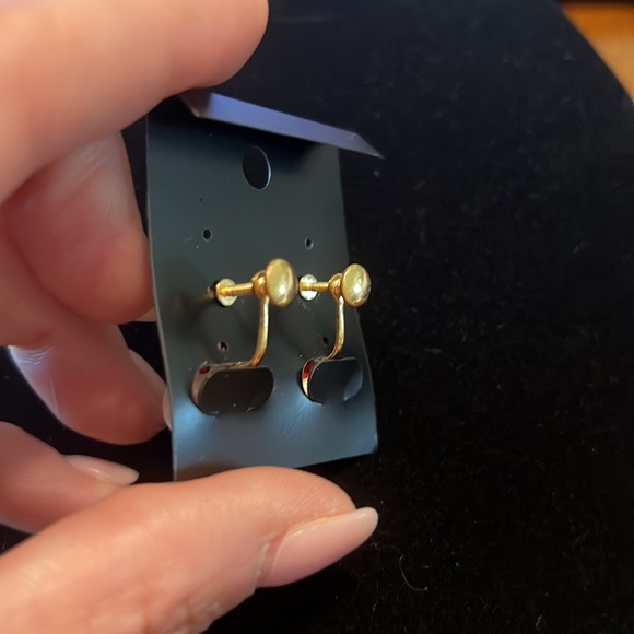 Vintage Christmas Ceramic Bells Gold Tone Screw back earrings - Picture 2 of 2